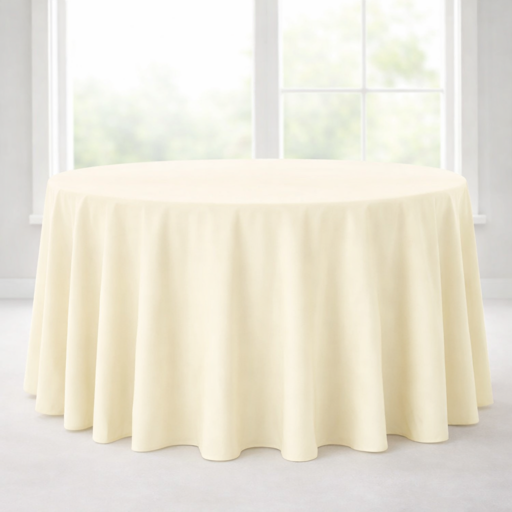 Polyester 120" Round Tablecloth - Ivory