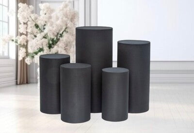 Spandex Pillar Covers for Metal Cylinder Pedestal Stands 5 pcs/set - Black