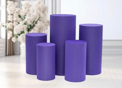 Spandex Pillar Covers for Metal Cylinder Pedestal Stands 5 pcs/set - Purple