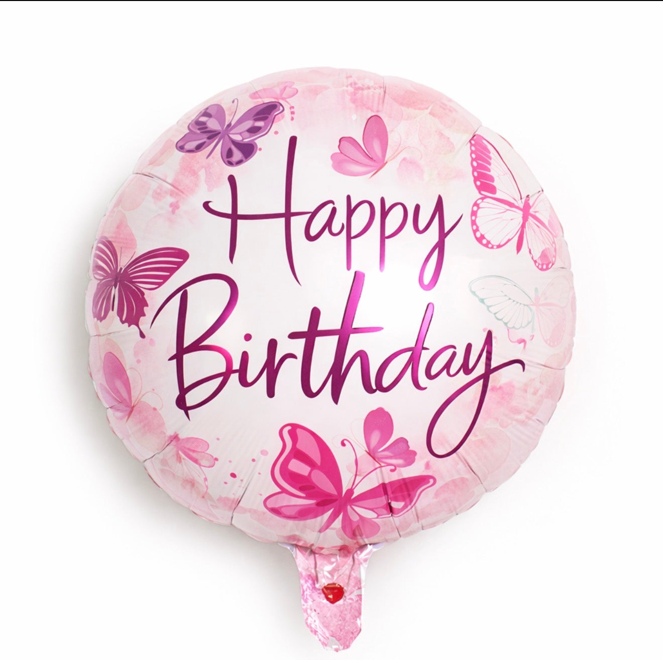 INFLATED 18” Foil Balloon –Pink Butterfly -Happy Birthday