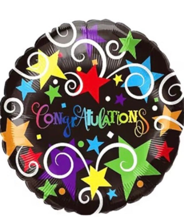 INFLATED 18” Foil Congratulations-Colorful ( Stars)
