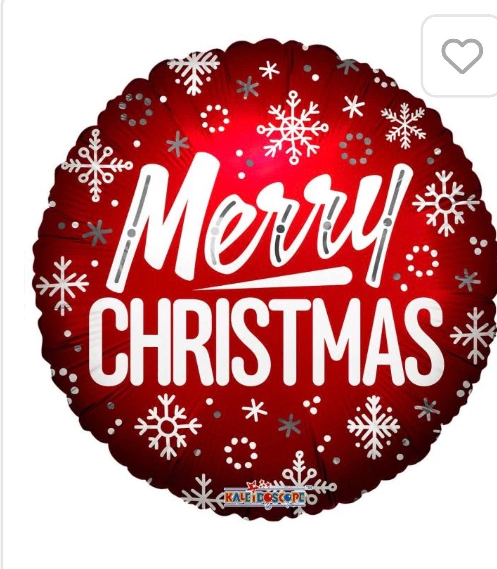 Inflated Red Merry Christmas Foil balloon 18”