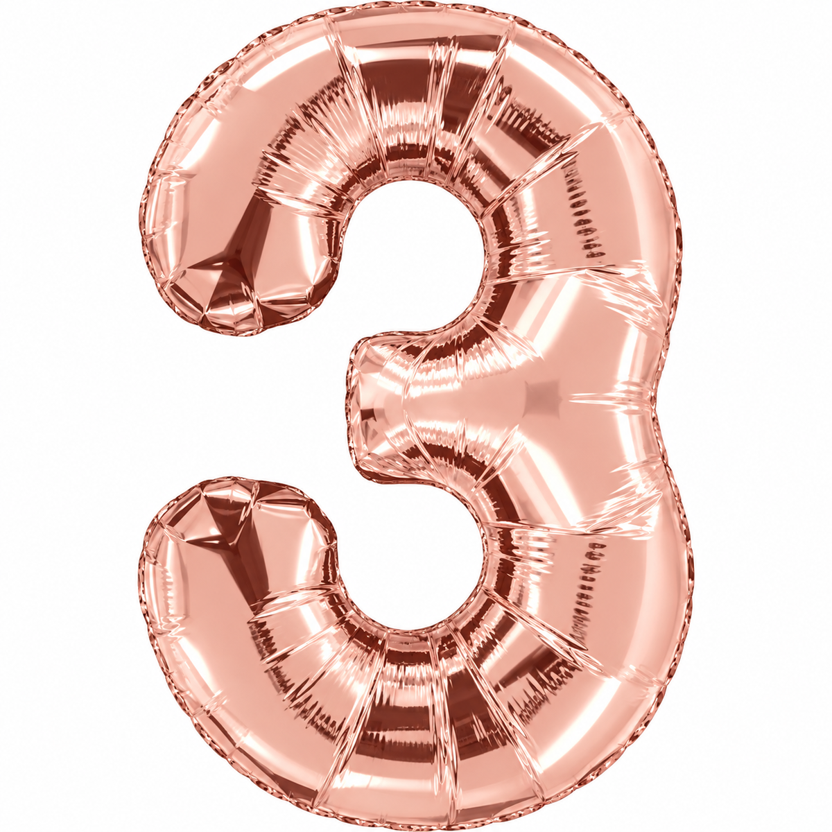 INFLATED 34” Foil Balloon - NUMBER “3”-ROSE GOLD