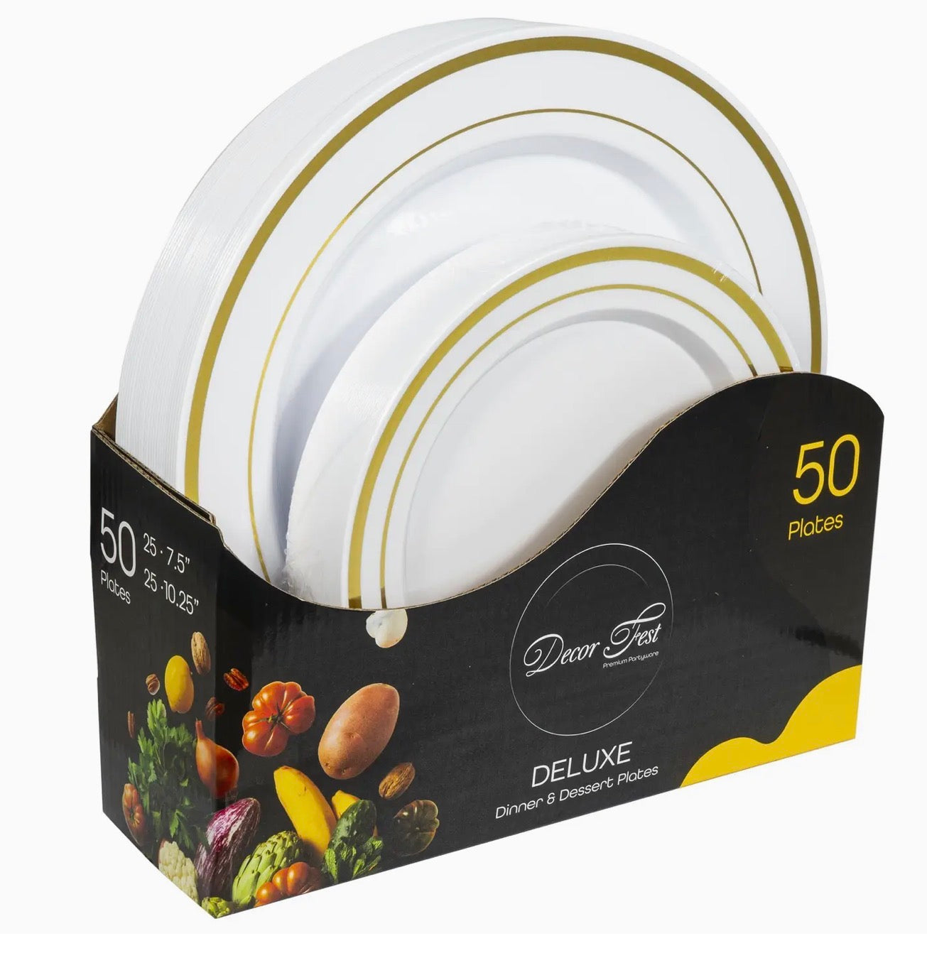 Deluxe Disposable Plates - Set of 50 - Gold