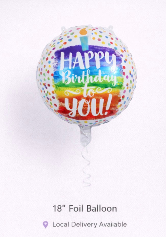 INFLATED 18” Foil Balloon – Birthday cake - Happy Birthday to you!