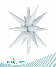 Decochamp White Starburst Foil Balloon