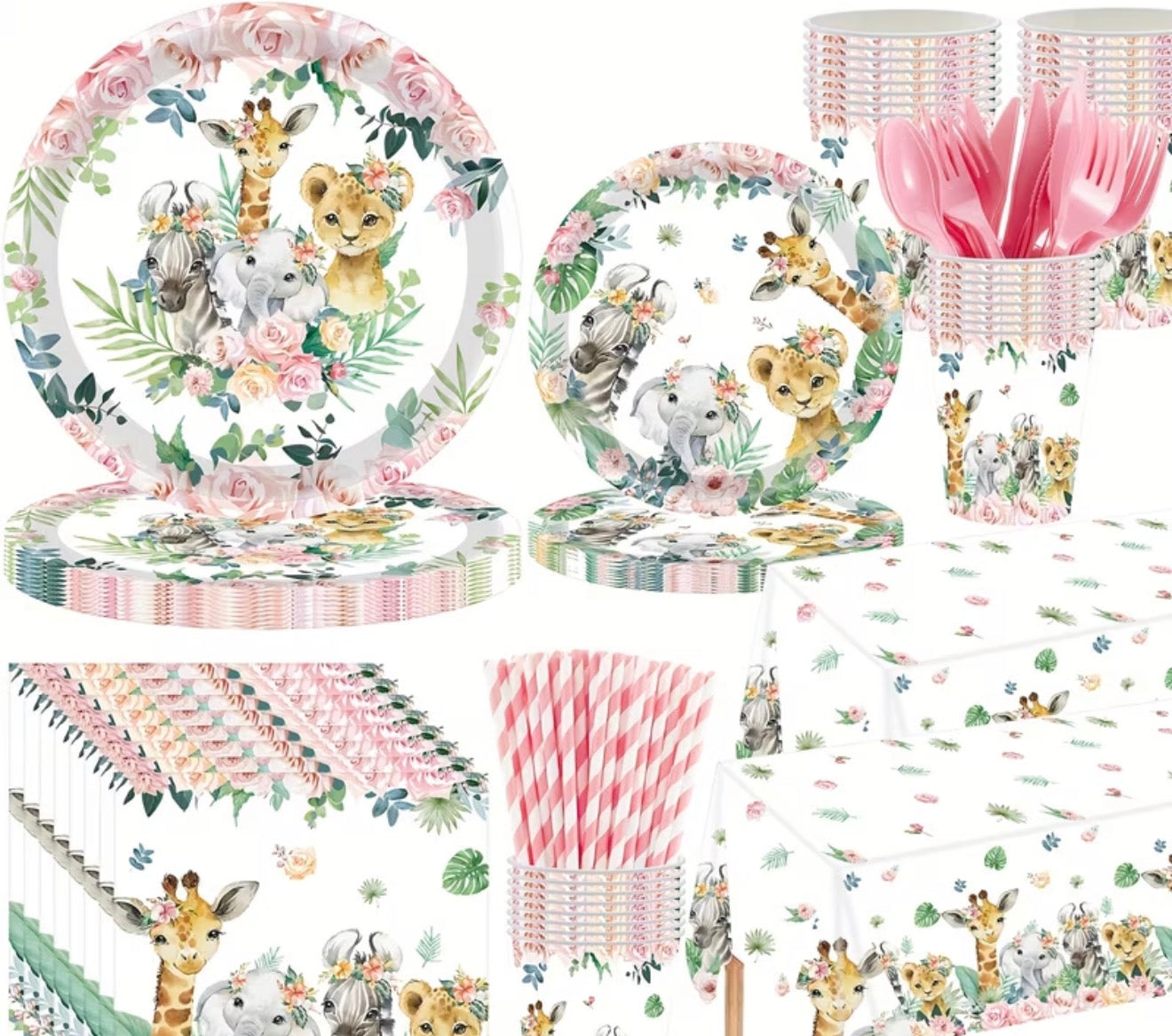 Pink Safari Tableware