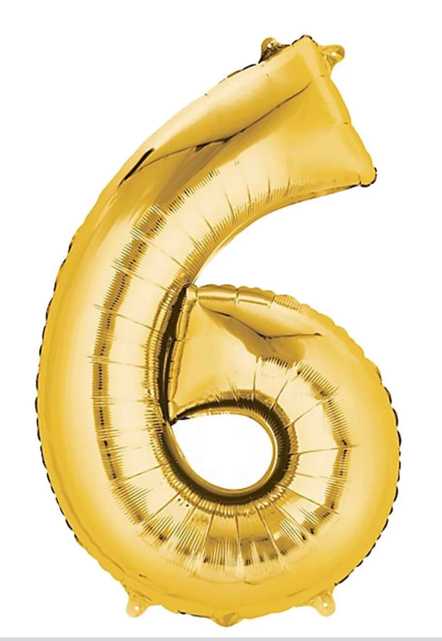 INFLATED
34” Foil Balloon - NUMBER “6”- GOLD