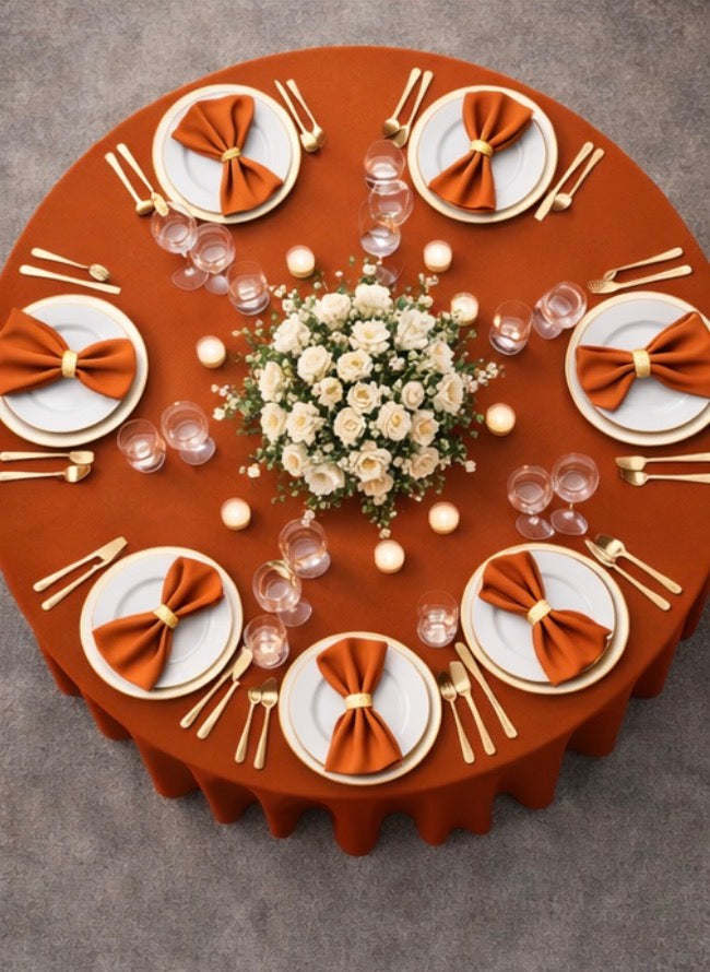 Polyester 120" Round Tablecloth - Burnt Orange