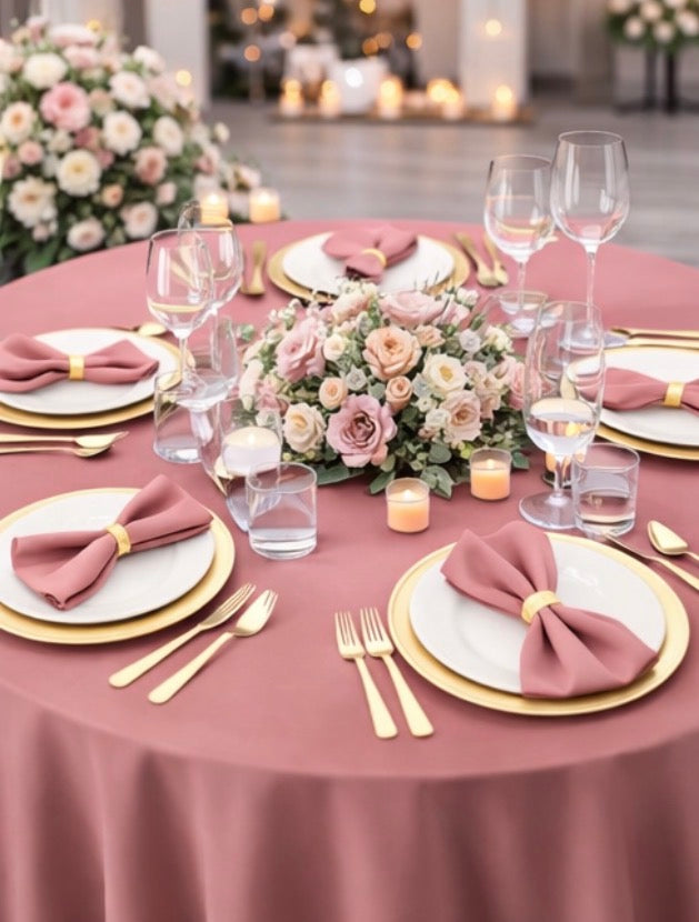 Polyester 120" Round Tablecloth -Rose