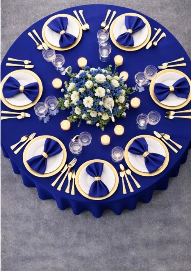 Polyester 120" Round Tablecloth -Royal Blue
