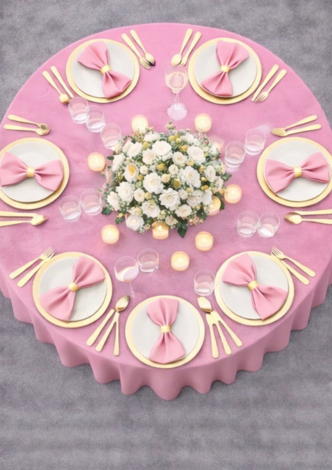 Polyester 120" Round Tablecloth - Pink