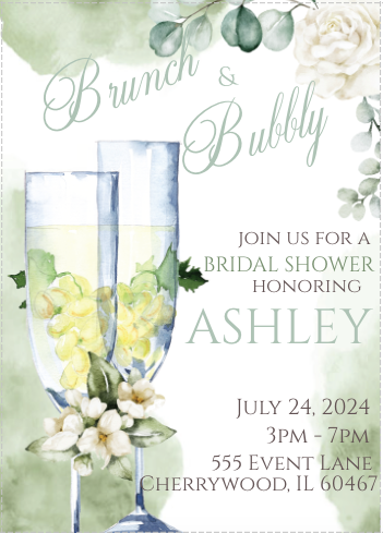 Brunch & Bubbly - Sage- invitation - INSTANT DOWNLOAD
