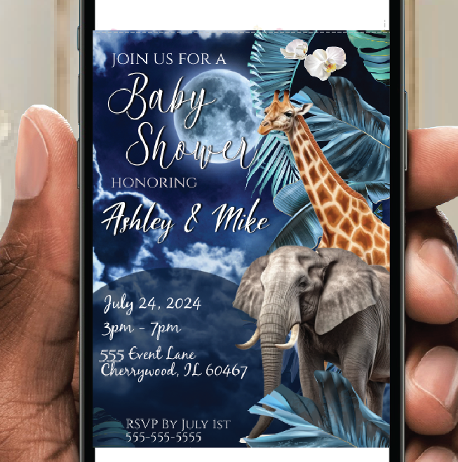 Night in Safari Invitation - Digital Download - Instant download
