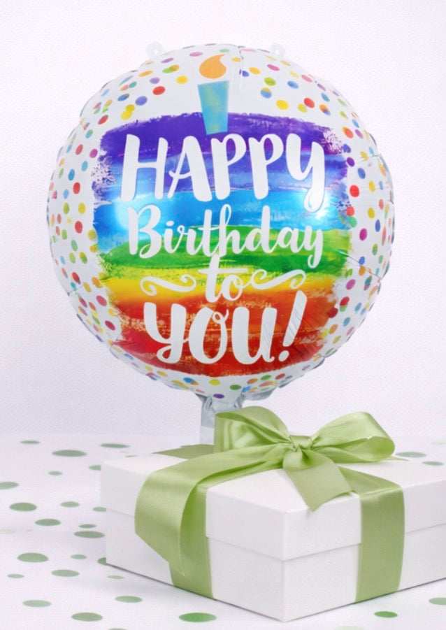 INFLATED 18” Foil Balloon – Birthday cake - Happy Birthday to you!