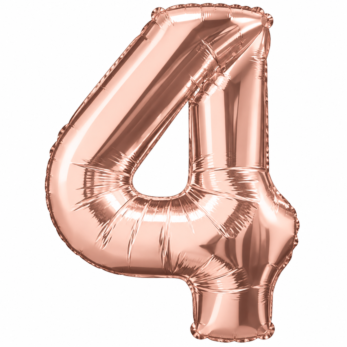 INFLATED   34” Foil Balloon - NUMBER “4”-ROSE GOLD