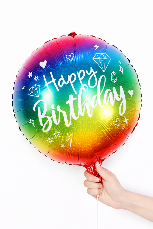 INFLATED 18” Foil Balloon – Multicolored - Happy Birthday