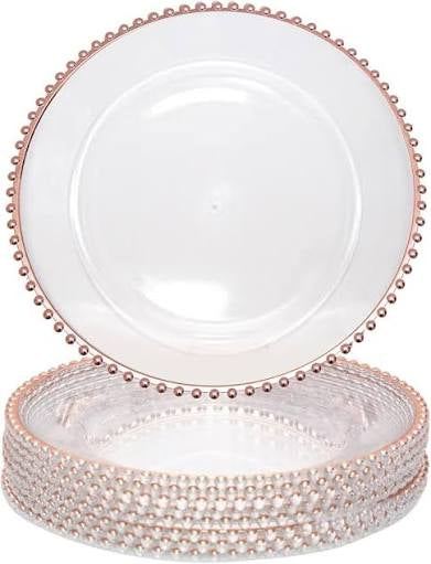 Rose gold beaded charger plates