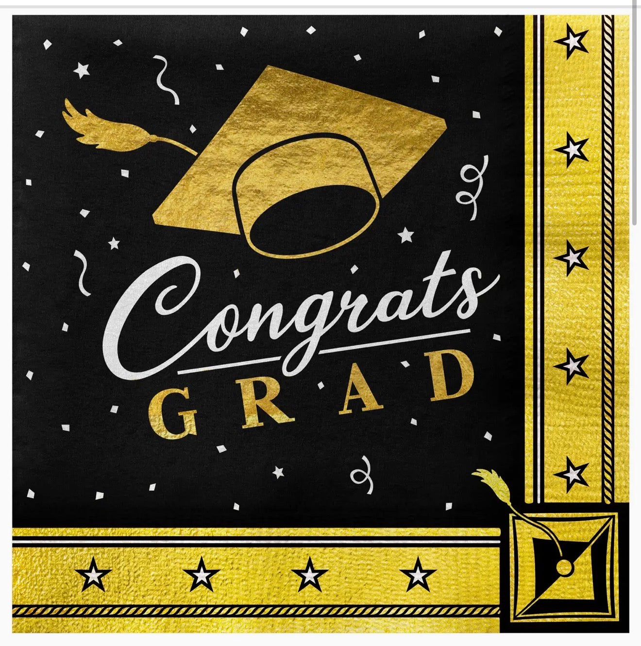 Graduation party supplies -Black /Gold