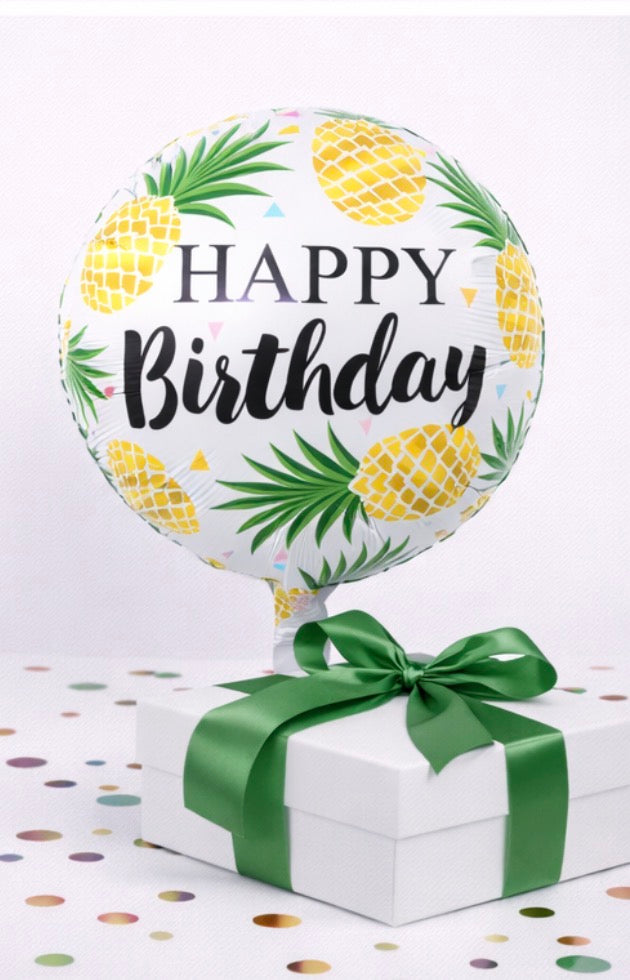 INFLATED 18” Foil Balloon –Pineapple-Happy Birthday