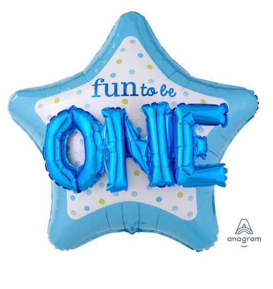 Milestone ONE blue Birthday Foil Balloon 36”