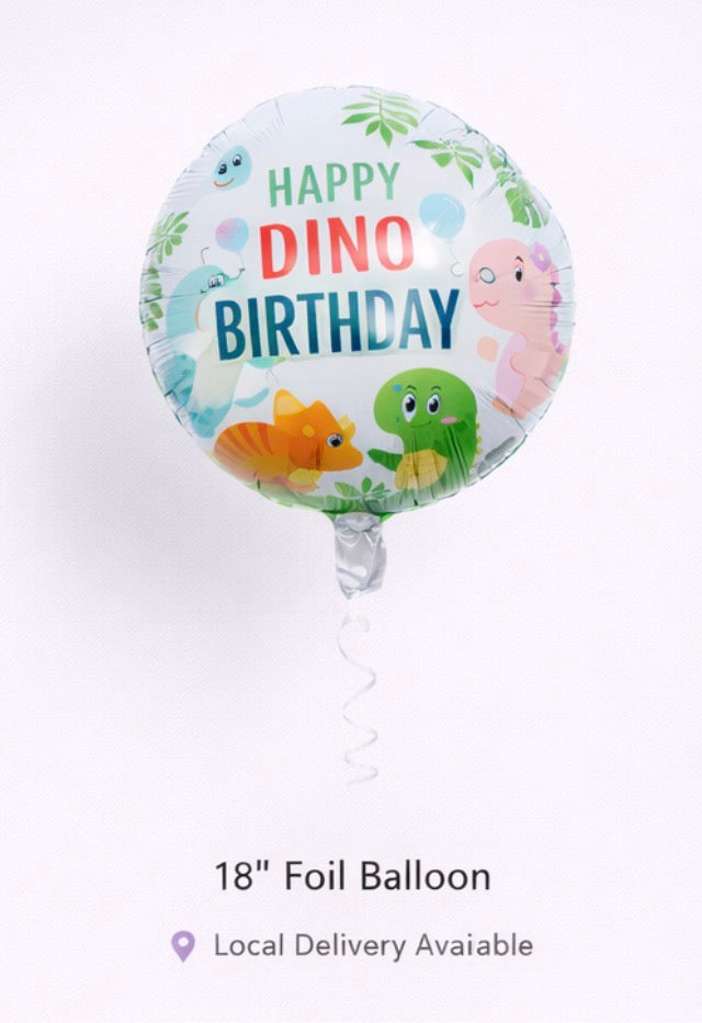 INFLATED 18” Foil Balloon – Happy Birthday Dino /Dinosaurs