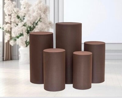 Spandex Pillar Covers for Metal Cylinder Pedestal Stands 5 pcs/set  Brown