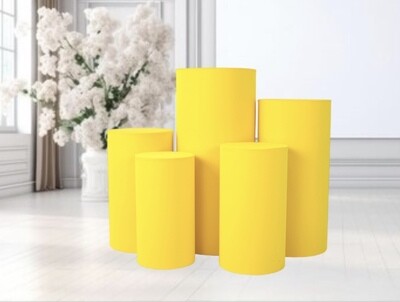 Spandex Pillar Covers for Metal Cylinder Pedestal Stands 5 pcs/set  Yellow