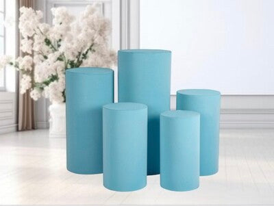 Spandex Pillar Covers for Metal Cylinder Pedestal Stands 5 pcs/set  Baby Blue