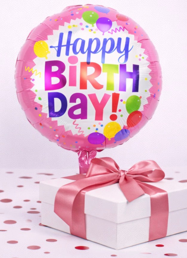 INFLATED 18” Foil Balloon -Happy Birthday-Pink-