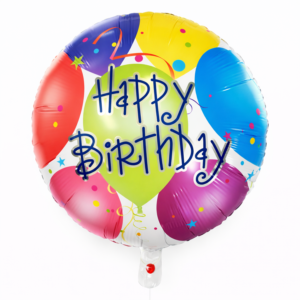 INFLATED 18” Foil Balloon – Colorful balloons with confetti- Happy Birthday