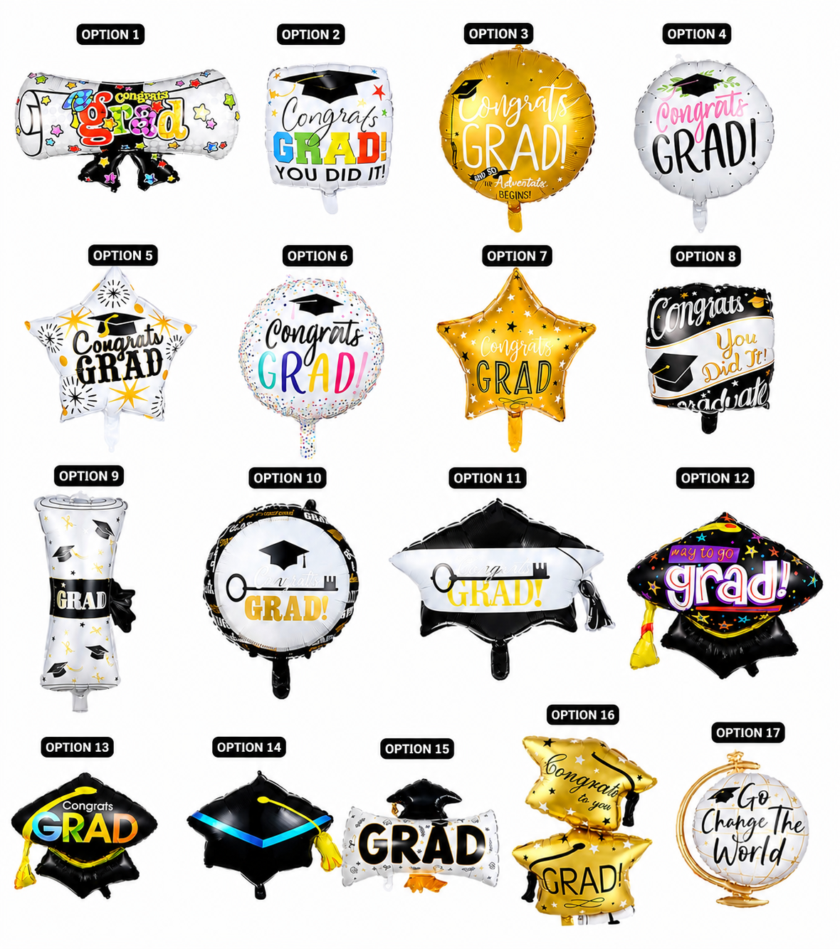 INFLATED Graduation foil balloons