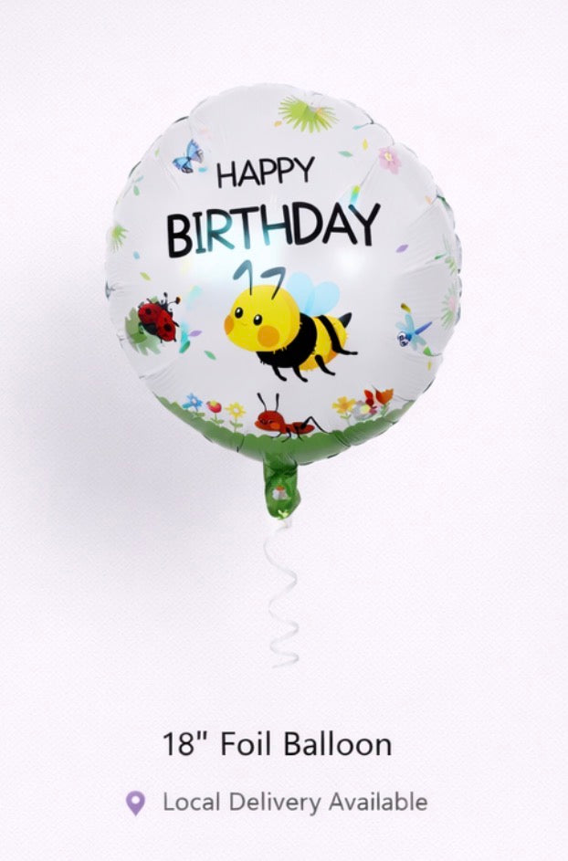 INFLATED 18” Foil Balloon – Happy Birthday Bee /Bumble Bee