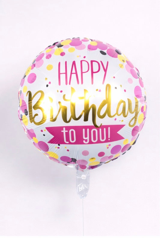 18” Foil Balloon – Pink/Gold Happy Birthday
