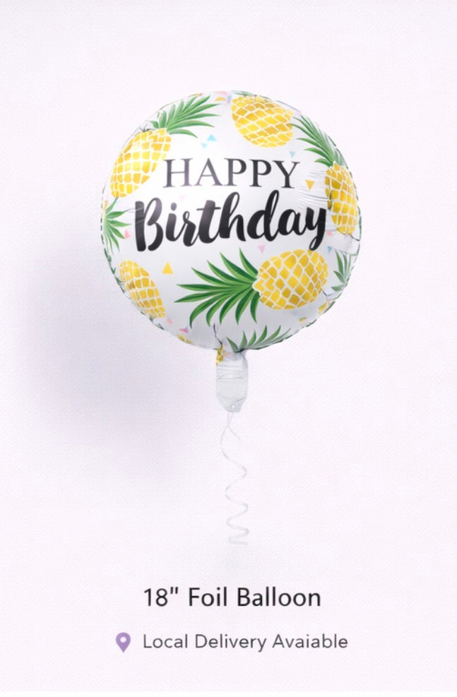 INFLATED 18” Foil Balloon –Pineapple-Happy Birthday