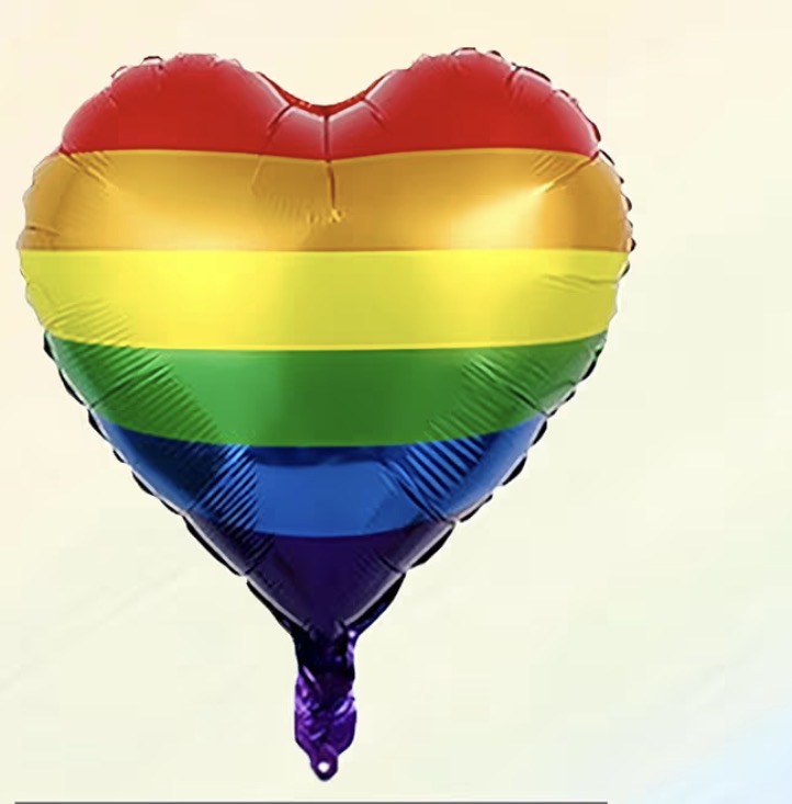 INFLATED Rainbow Heart shaped -18”