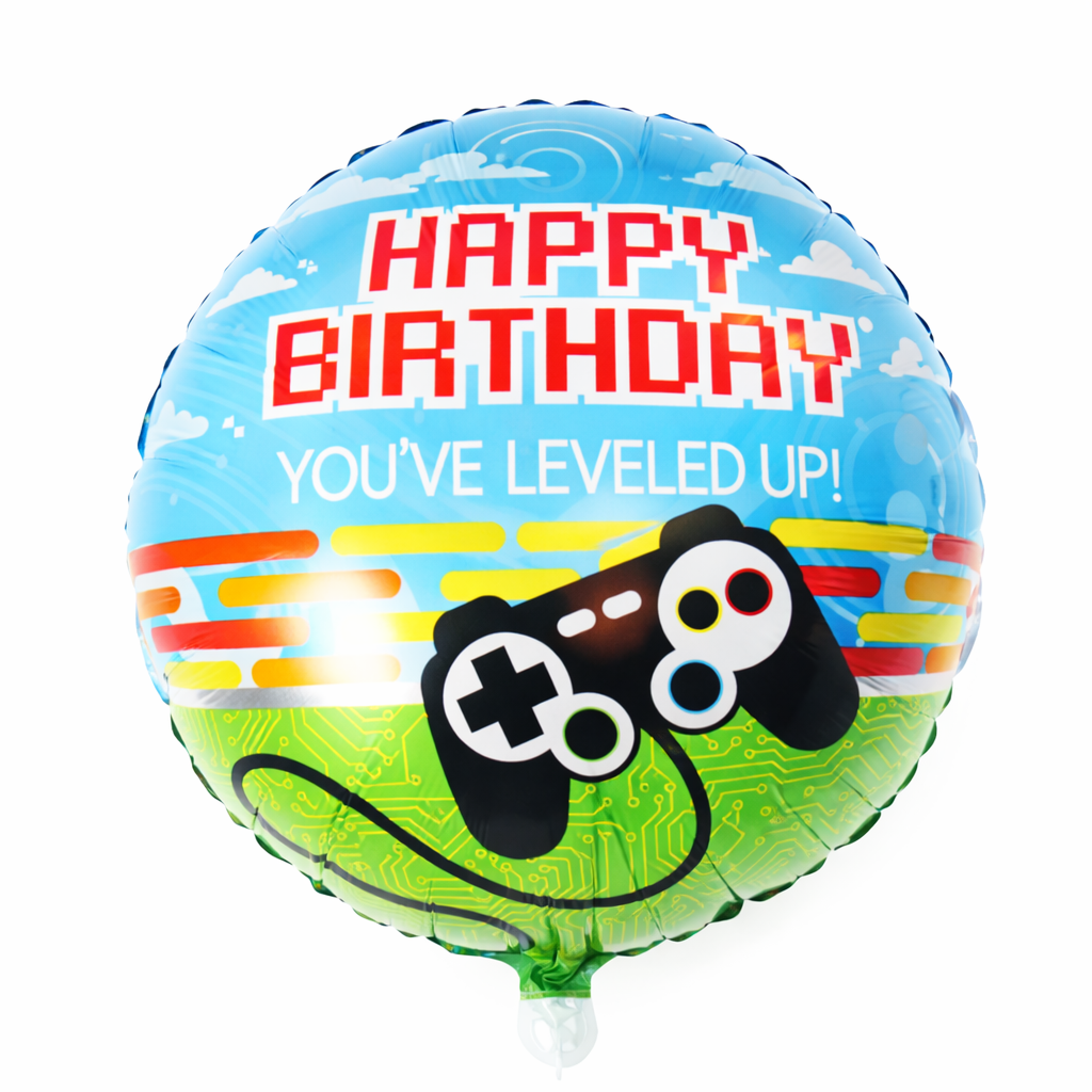 INFLATED 18” Foil Balloon – Video Game/ Leveled up- Happy Birthday