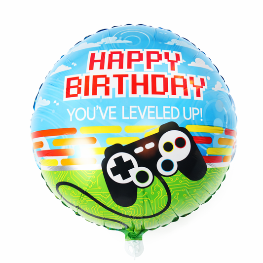 INFLATED 18” Foil Balloon – Video Game/ Leveled up- Happy Birthday
