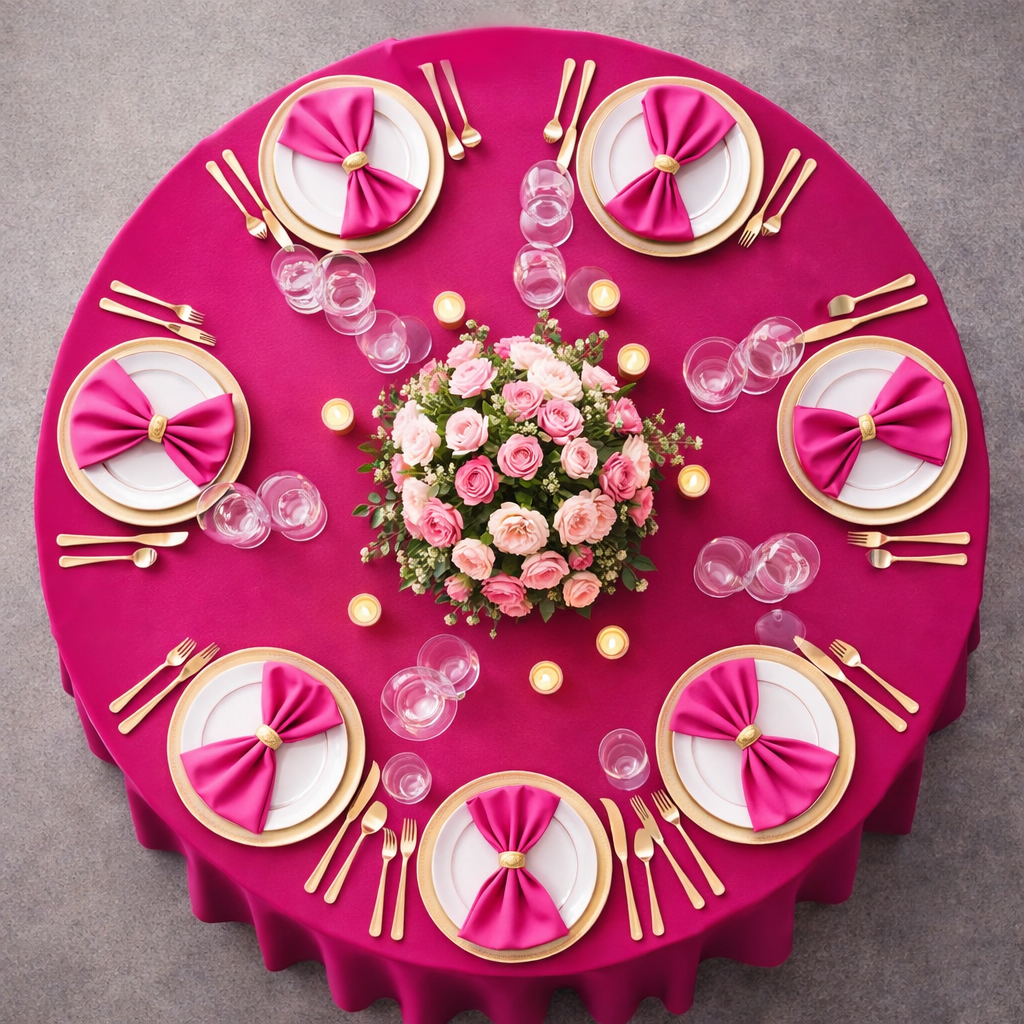 Polyester 120" Round Tablecloth - Fuchsia