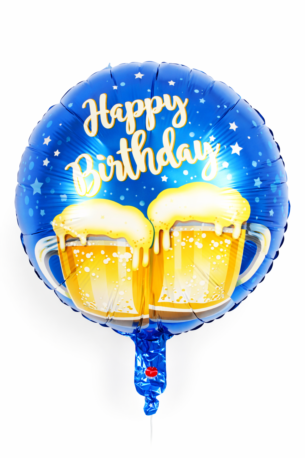INFLATED 18” Foil Balloon – Beer/Cheers -Blue- Happy Birthday
