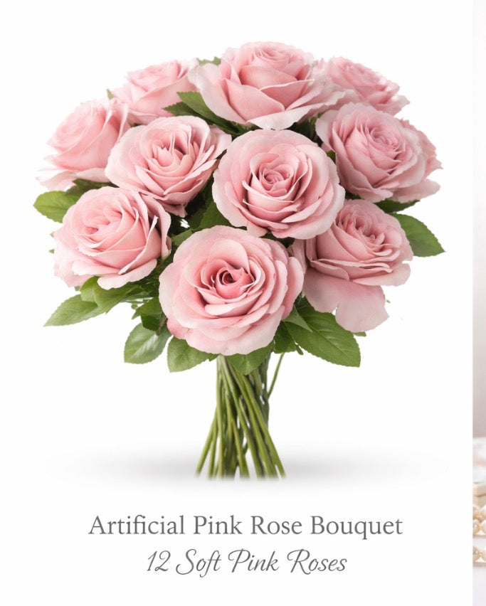 Pink /dusty rose Rose Bouquet (12 Stems) | Blush Floral Arrangement | Event & Home Décor