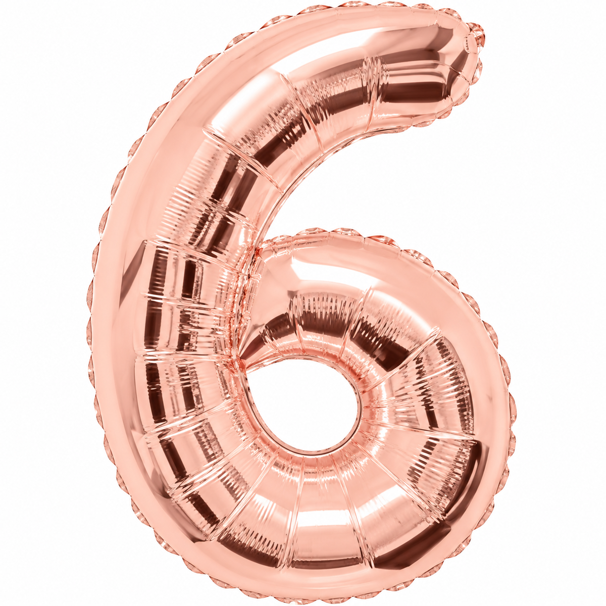 INFLATED   34” Foil Balloon - NUMBER “6”-ROSE GOLD