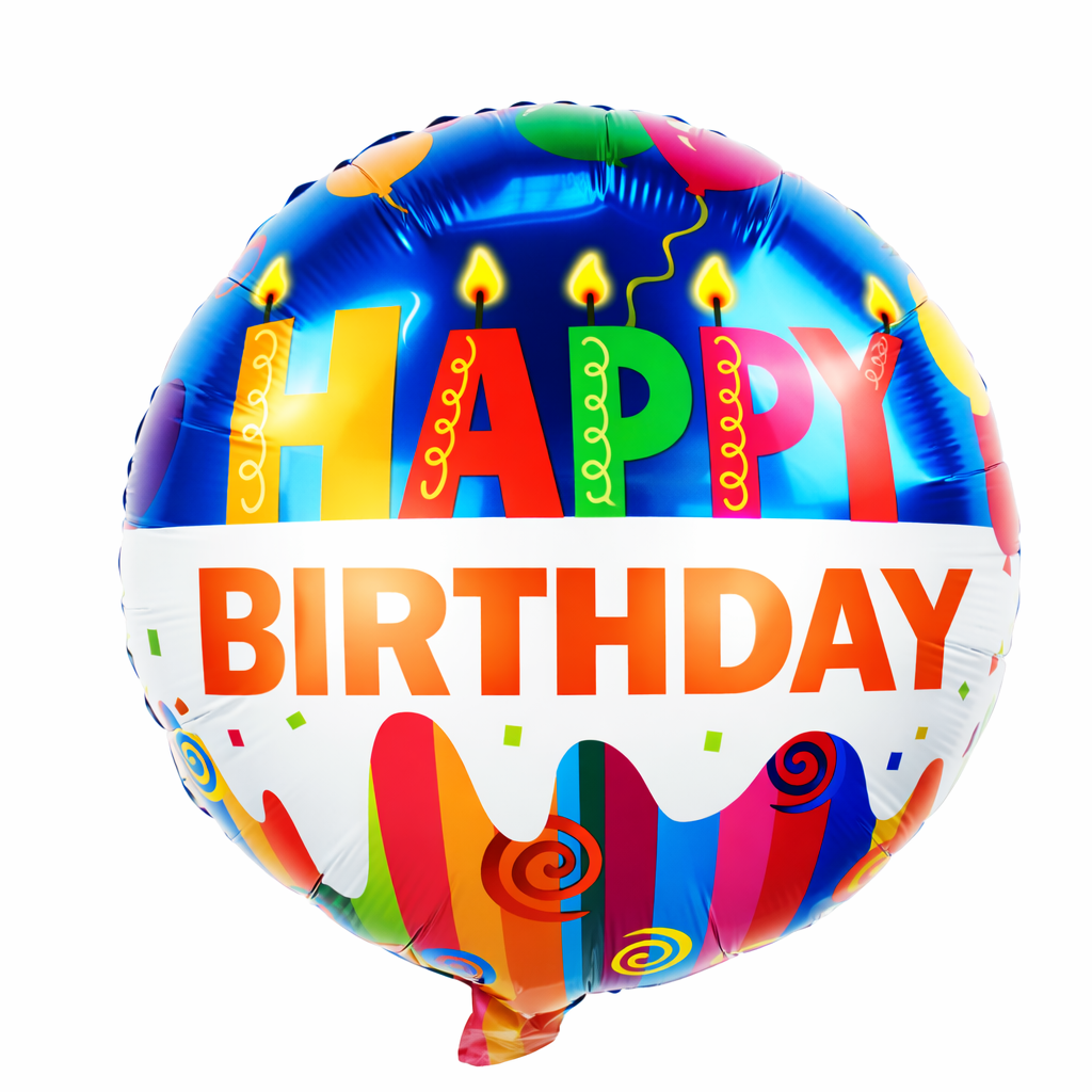 INFLATED 18” Foil Balloon – Candle/Icing -Happy Birthday