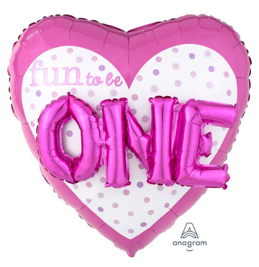 Milestone ONE pink Birthday Foil Balloon 36”