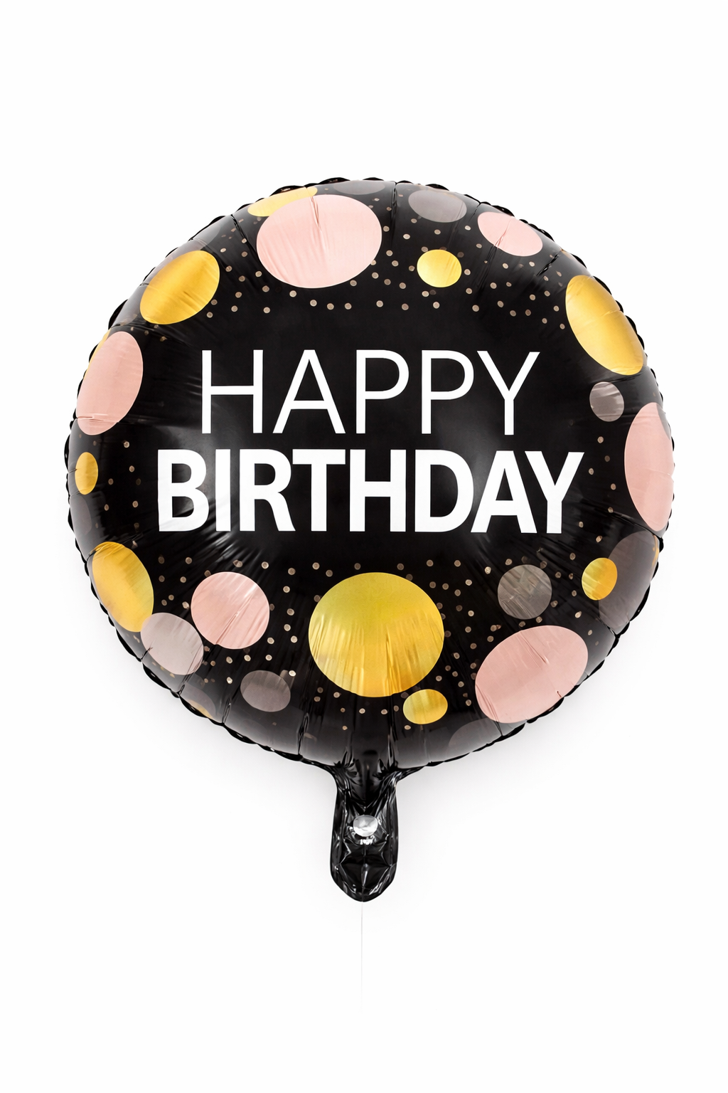 INFLATED 18” Foil Balloon  - Happy Birthday- rose gold| gold | black dots