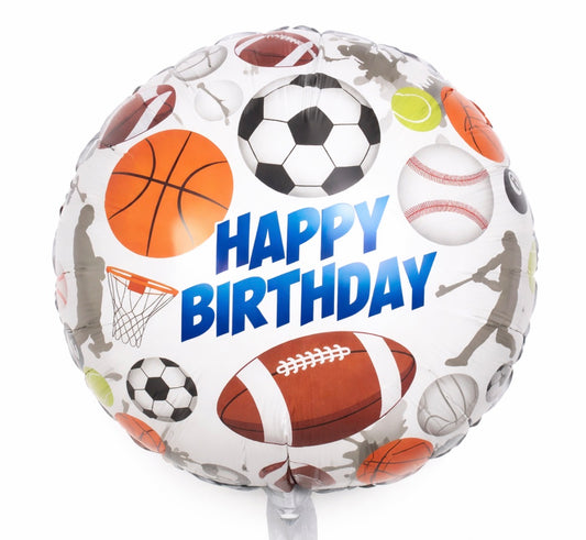 INFLATED 18” Foil Balloon –Sports -Happy Birthday