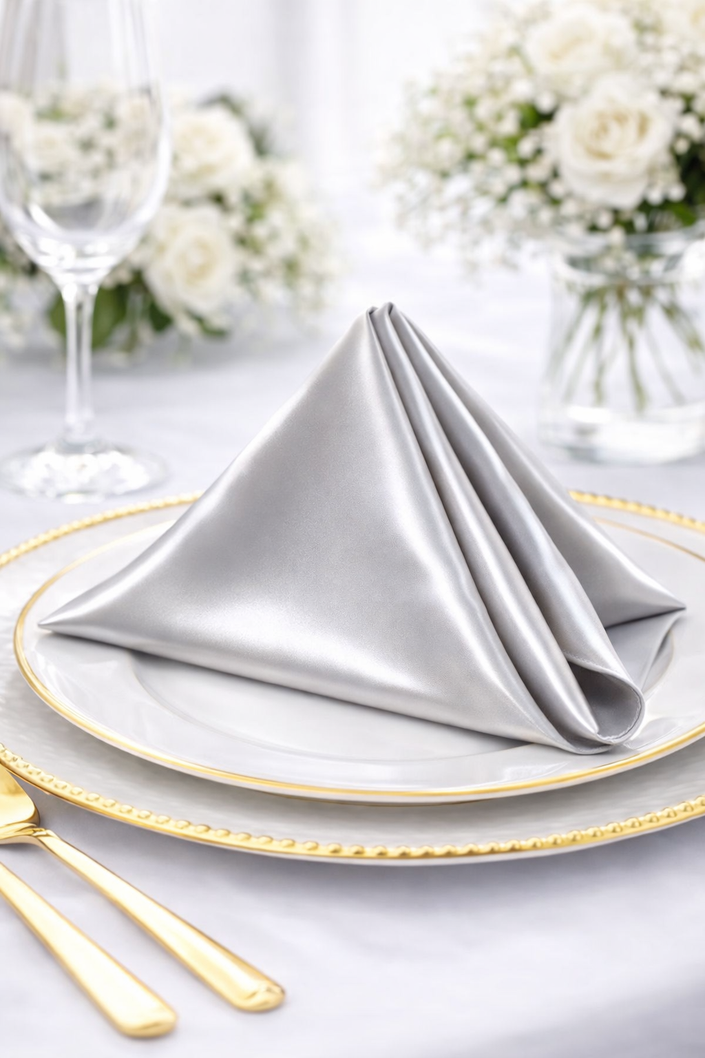 5 SATIN Napkins per pack | Grey Napkins