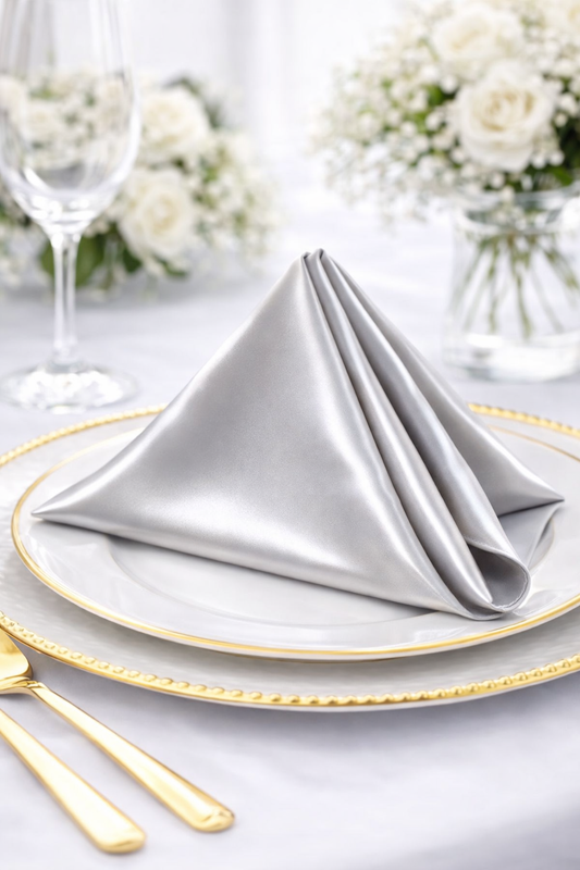 5 SATIN Napkins per pack | Grey Napkins