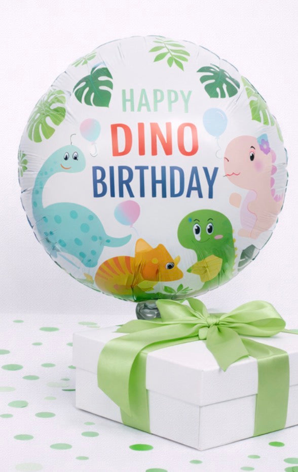 INFLATED 18” Foil Balloon – Happy Birthday Dino /Dinosaurs