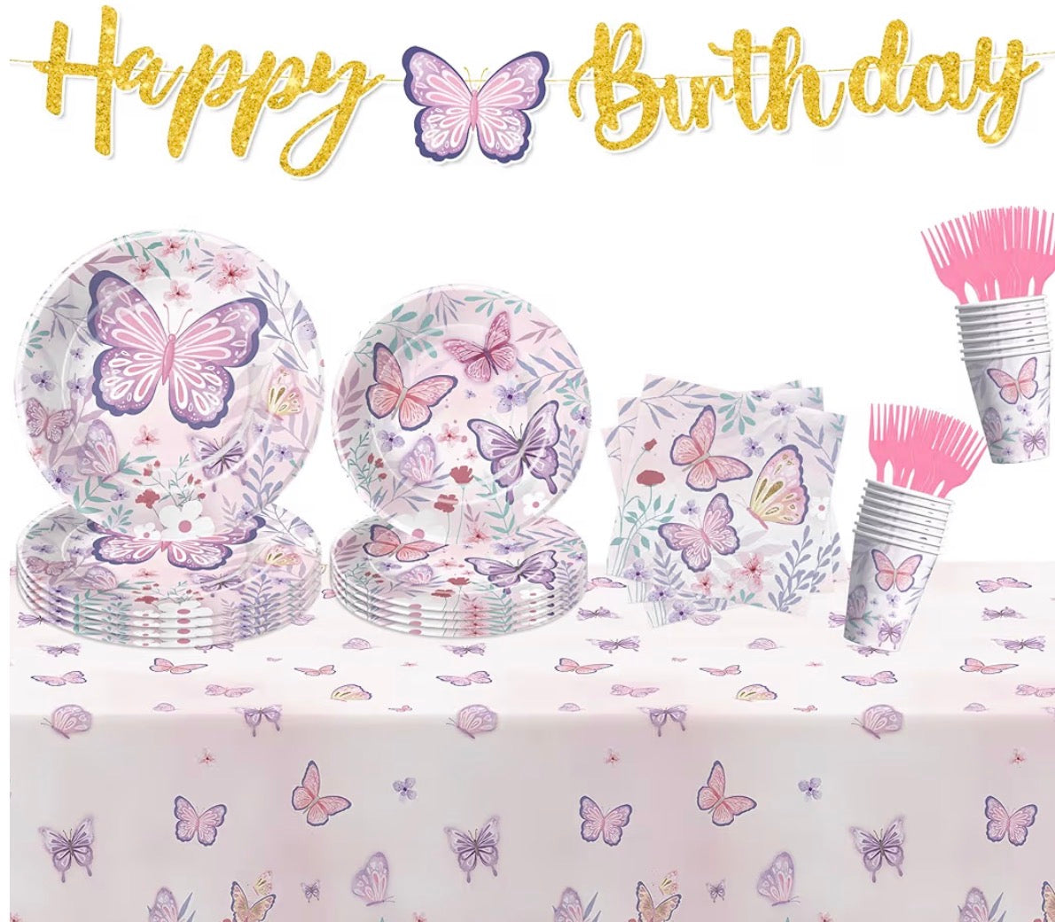 Pink & Purple ButterflyTableware